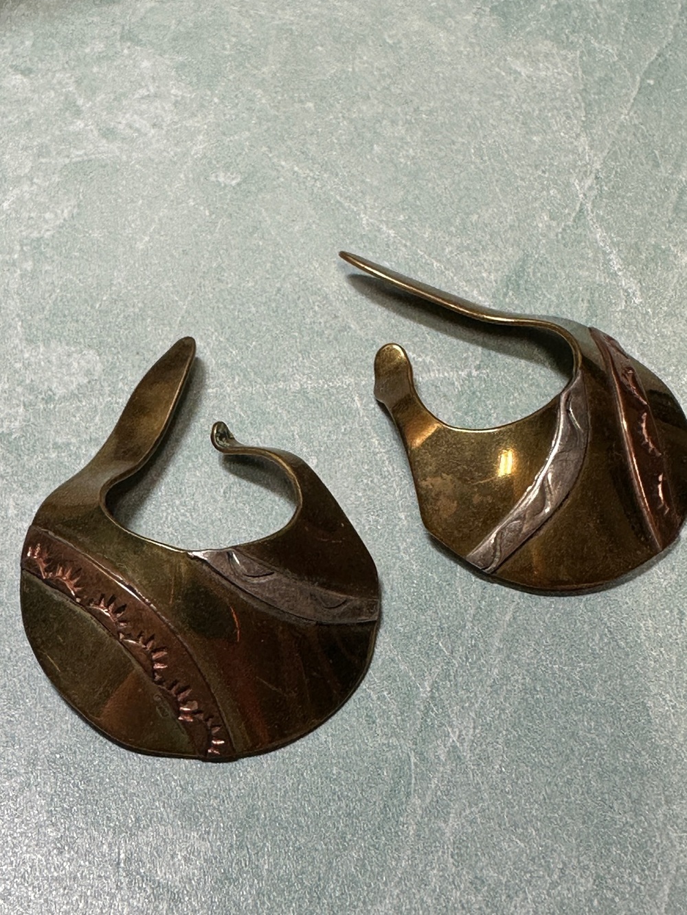 Lazaro Vintage Brass Tone Earrings Hook Over Ears No Clip or Piercing